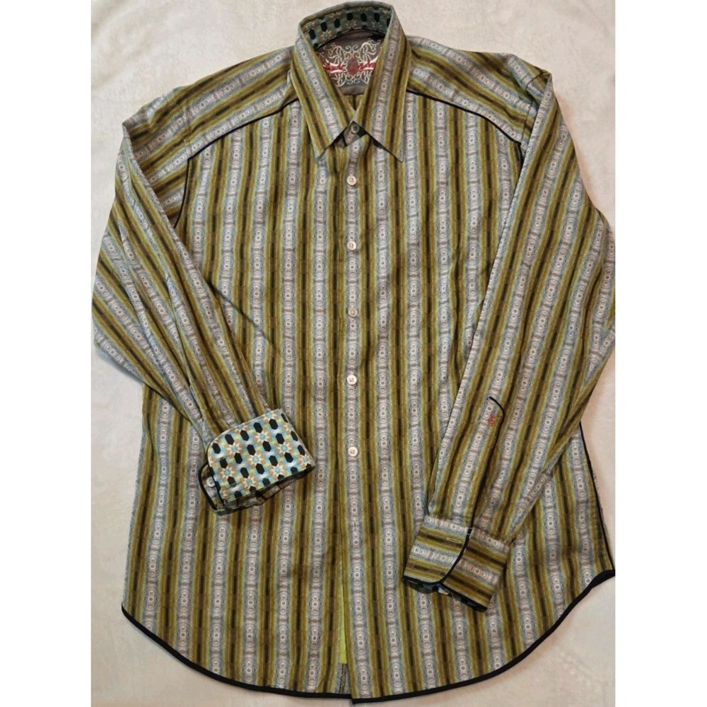 ROBERT GRAHAM MENS FLIP CUFFED LONG SLEEVE BUTTONDOWN SIZE MEDIUM